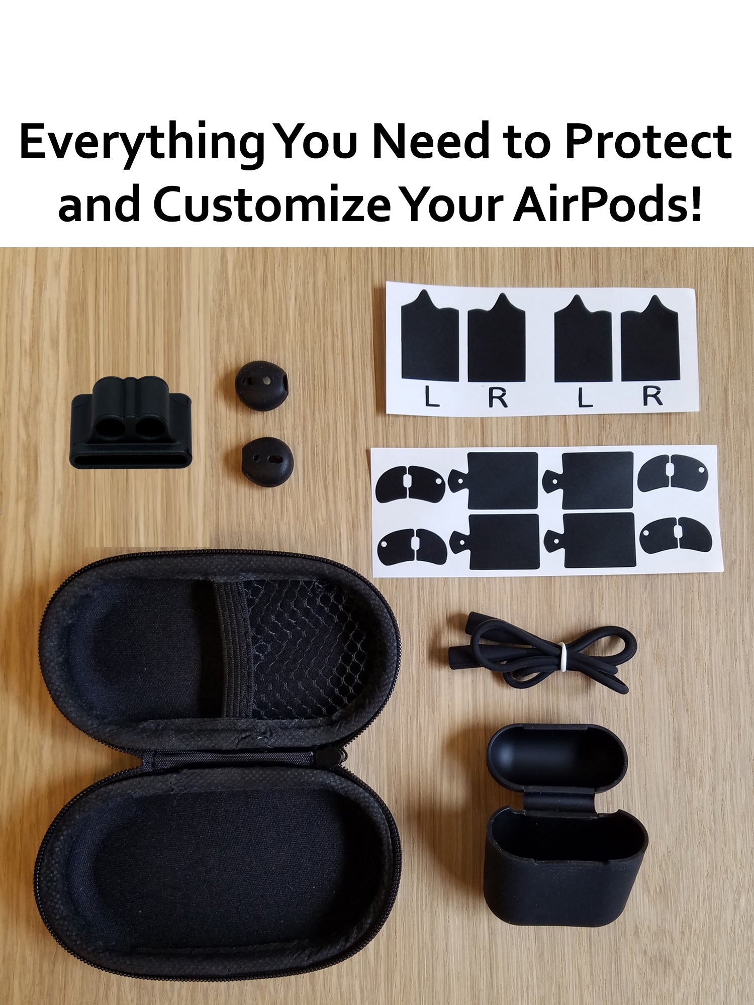 Ultimate Airpod Accessory Gift Pack - AirPod Skins, Case, Straps, Bander, Eartips and Hardshell Case